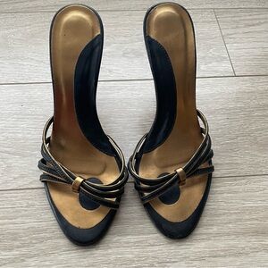 Joey O Black and Gold Slip On Heels Size 6